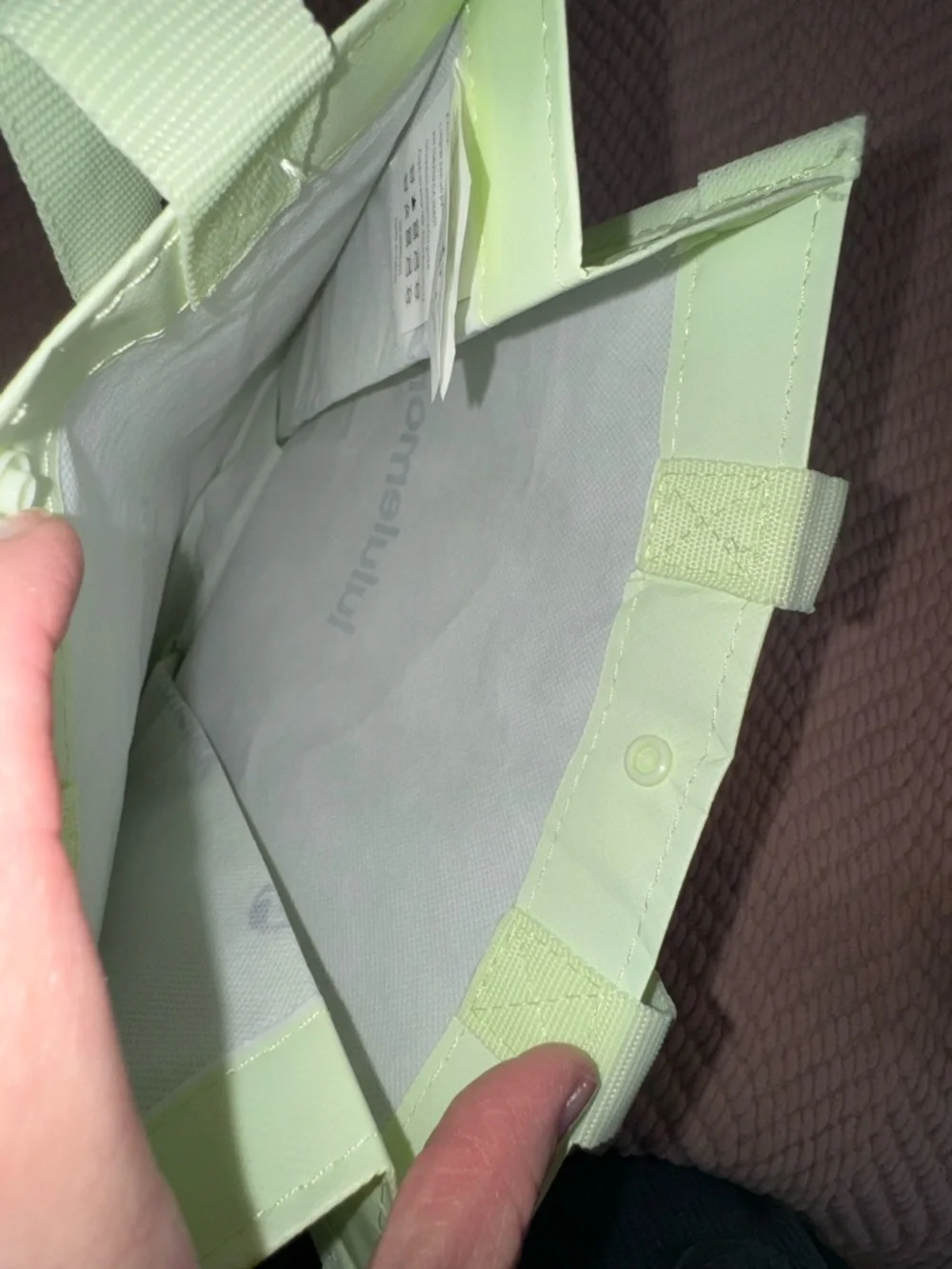 Lululemon store merchandise reusable bag. Small mint green